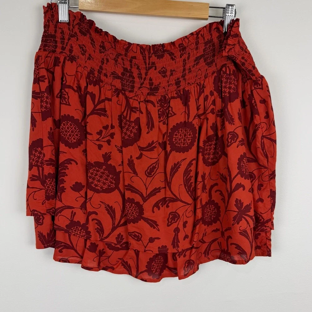 Anthropologie Two-Piece Set Beaded Bandeau Tie Front Top & Smocked Mini Skirt XL - Picture 7 of 11